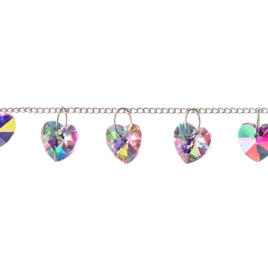 12 Pack: Pink Aurora Borealis Faceted Glass Heart Beads, 14mm by Bead Landing&#x2122;